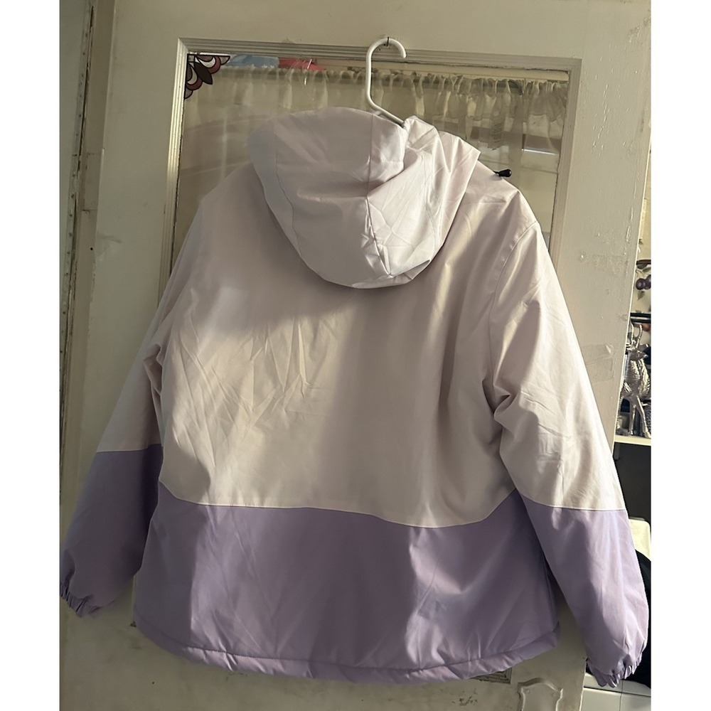 GEMYSE Women's Ski Snow Jacket Hooded Color Block Purple White XL Waterproof - Picture 7 of 7